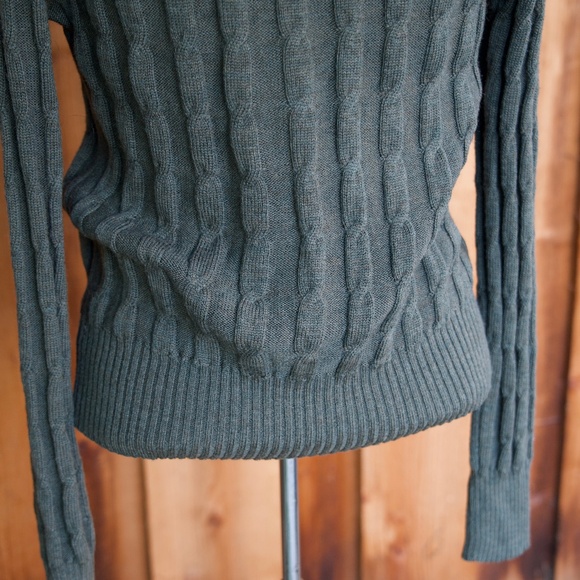 Vintage Laura Ashley 100% Wool Green Knitted Turtleneck Sweater Woman's Size M - Picture 15 of 16